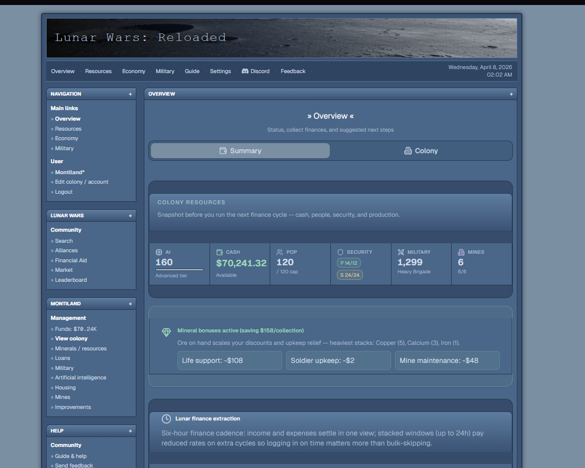 Old Lunar Wars theme preview